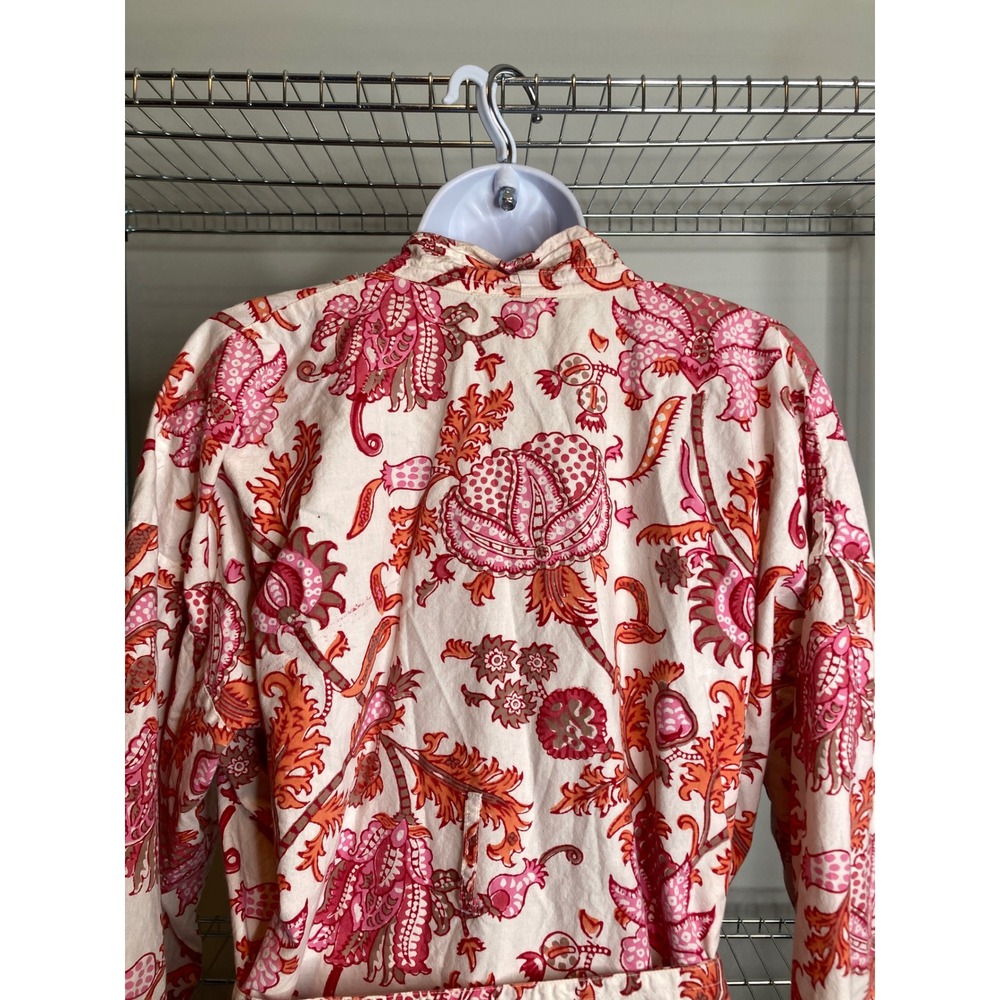 Roberta Roller Rabbit Cream Kimono Robe with Pink and Orange Floral Paisley - Picture 12 of 13